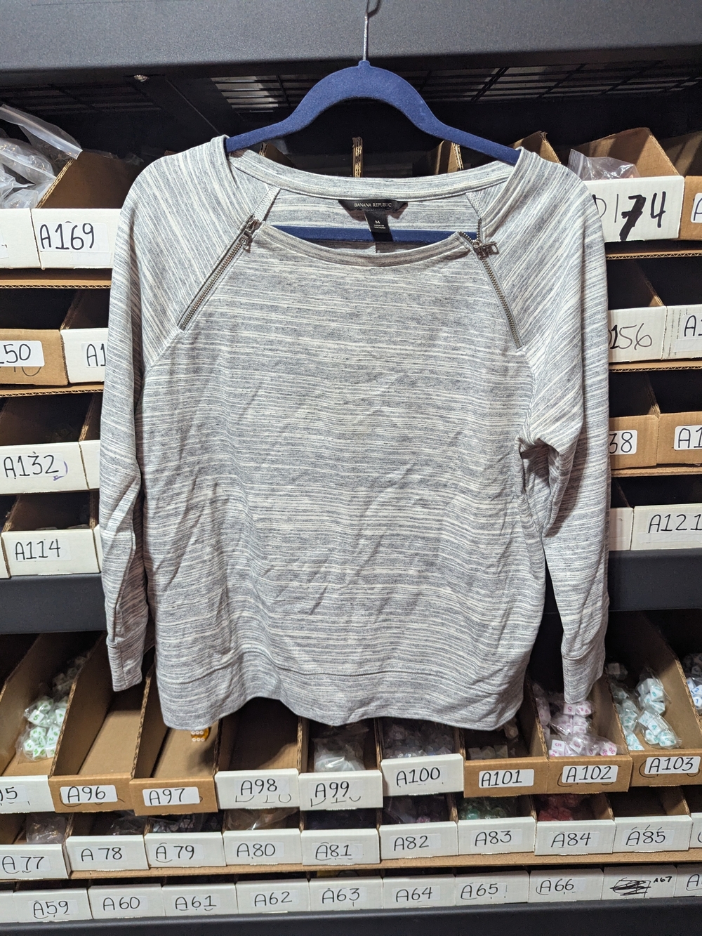 Express Heathered Gray Long-Sleeve Zip-Trim Top